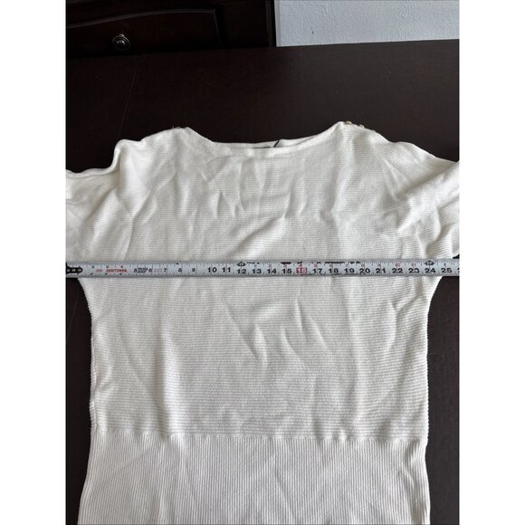 Ralph Lauren Women's Ribbed Ivory Sweater W/Gold Button Detail L - Picture 7 of 8